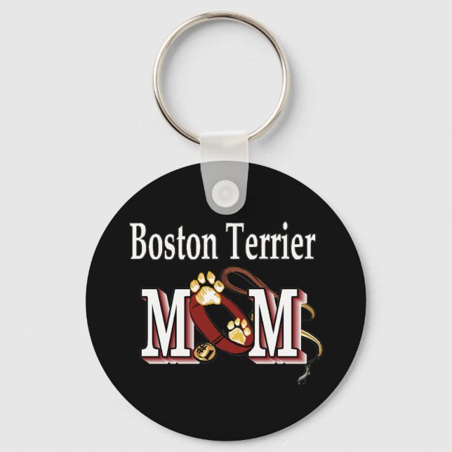 Boston Terrier Dog MOM Key Ring (Front)