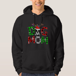 Boston Terrier Dog Mum Buffalo Plaid Xmas Reindeer Hoodie