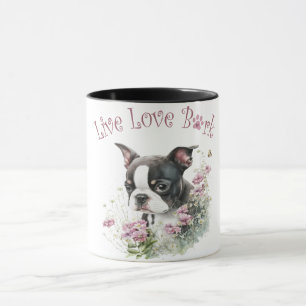 Boston Terrier Dog Mum Floral Mug