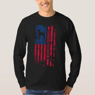 Boston Terrier Dog Patriotic American Flag 4th Of T-Shirt