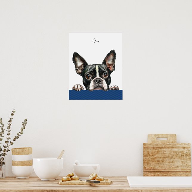 Boston Terrier Dog Personalised Print (Kitchen)