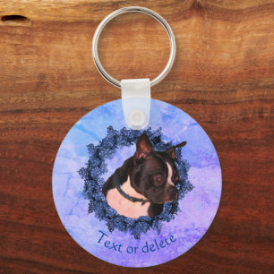 Boston Terrier Dog Personalized Key Ring