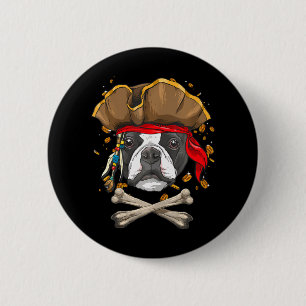 Boston Terrier Dog Pirate Jolly Roger Flag 6 Cm Round Badge
