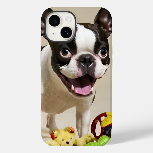 Boston Terrier Dog Playing with Toys Case-Mate iPhone Case (Back)