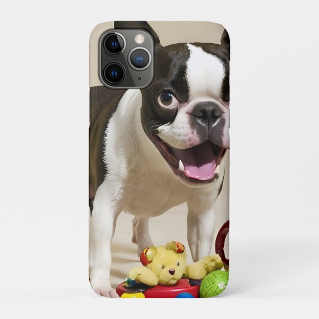 Boston Terrier Dog Playing with Toys Case-Mate iPhone Case (Back)