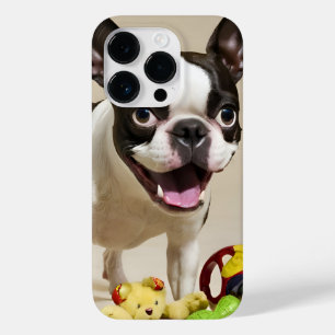 Boston Terrier Dog Playing with Toys Case-Mate iPhone 14 Pro Case