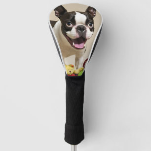 Boston Terrier Dog Playing with Toys Golf Head Cover