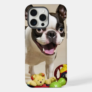 Boston Terrier Dog Playing with Toys iPhone 15 Pro Max Case