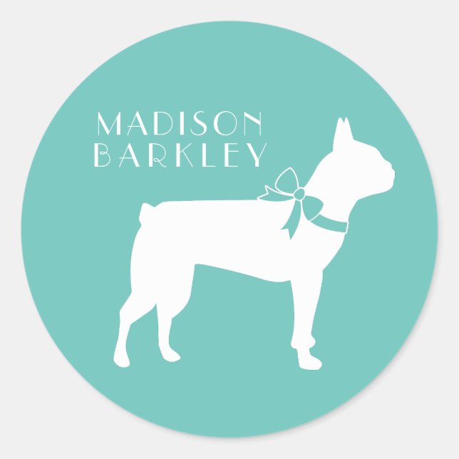 Boston Terrier Dog Puppy Classic Round Sticker (Front)