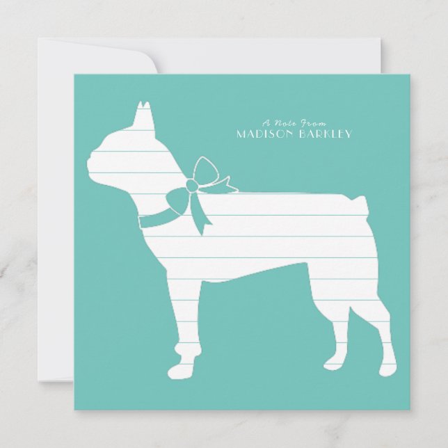 Boston Terrier Dog Puppy Thank You Card (Front)