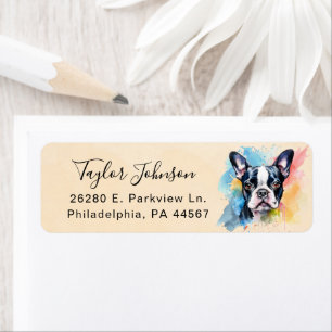 Boston Terrier Dog Return Address Label