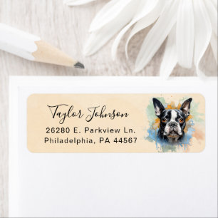 Boston Terrier Dog Return Address Label