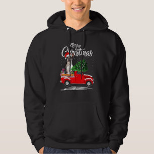 Boston Terrier Dog Ride Red Truck Christmas Pajama Hoodie