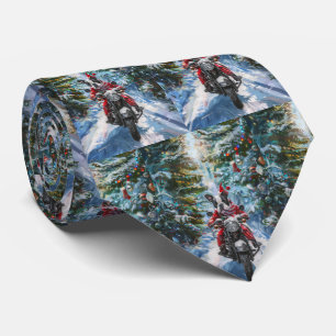 Boston Terrier Dog Riding Motorcycle Christmas Tie