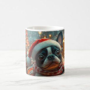 Boston Terrier Dog Roller Coaster Christmas Coffee Mug