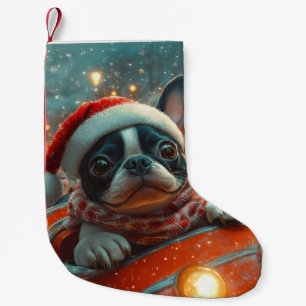 Boston Terrier Dog Roller Coaster Christmas Small Christmas Stocking