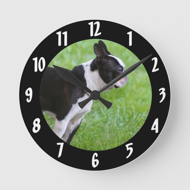 Boston Terrier dog Round Clock (Front)