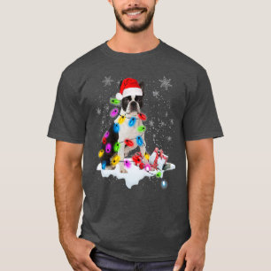 Boston Terrier Dog Santa Christmas Dog Lovers T-Shirt