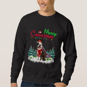 Boston Terrier Dog Santa Hat Christmas Lights Sweatshirt