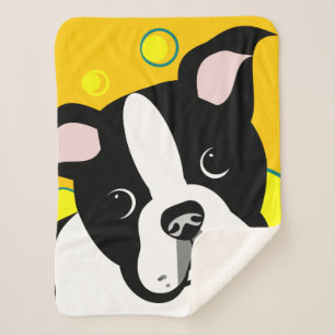 Boston Terrier Dog Sherpa Blanket