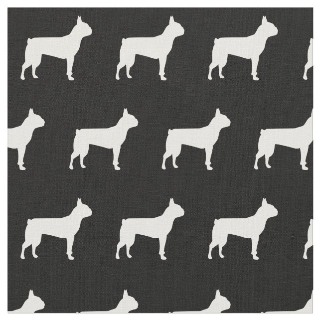 Boston Terrier Dog Silhouette Pet Fabric (Close Up)