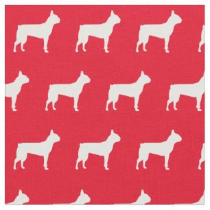 Boston Terrier Dog Silhouette Pet Red Fabric