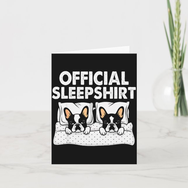 Boston Terrier Dog Sleep Pajamas Nightgown  Card (Front)
