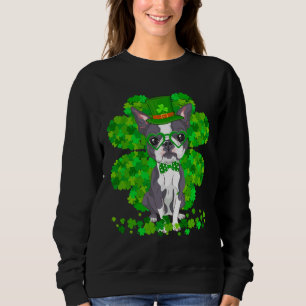 Boston Terrier Dog St Patrick Day Cute Shamrock Sweatshirt