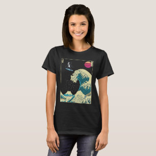 Boston Terrier Dog Surfing on a Kanagawa Wave Japa T-Shirt