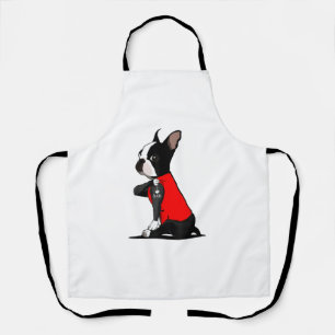 Boston Terrier Dog Tattoo I Love Dad Funny Family Apron