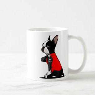 Boston Terrier Dog Tattoo I Love Dad Funny Family  Coffee Mug
