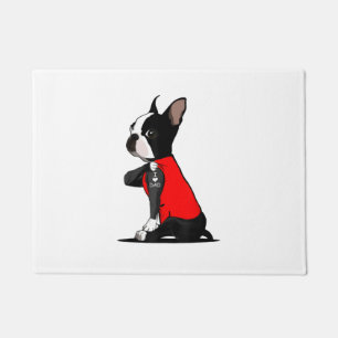 Boston Terrier Dog Tattoo I Love Dad Funny Family Doormat