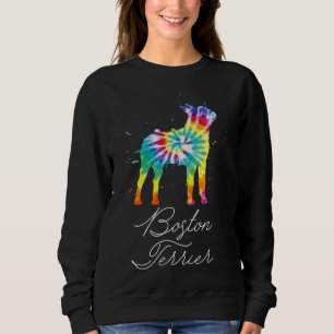 Boston Terrier Dog Tie Dye Rainbow Dog Mom Love R Sweatshirt