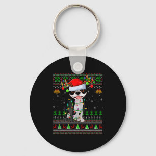 Boston Terrier Dog Ugly Christmas Sweater Holiday  Key Ring