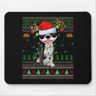 Boston Terrier Dog Ugly Christmas Sweater Holiday  Mouse Mat