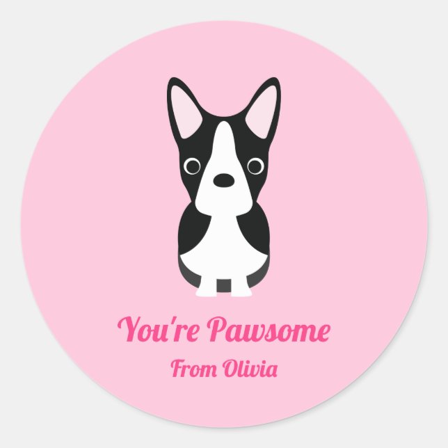 Boston Terrier Dog Valentine's Day  Classic Round Sticker (Front)