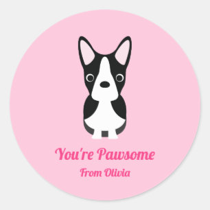 Boston Terrier Dog Valentine's Day  Classic Round Sticker