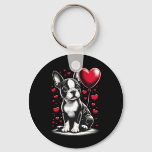 Boston Terrier Dog Valentine's Day Dog Owner Valen Key Ring