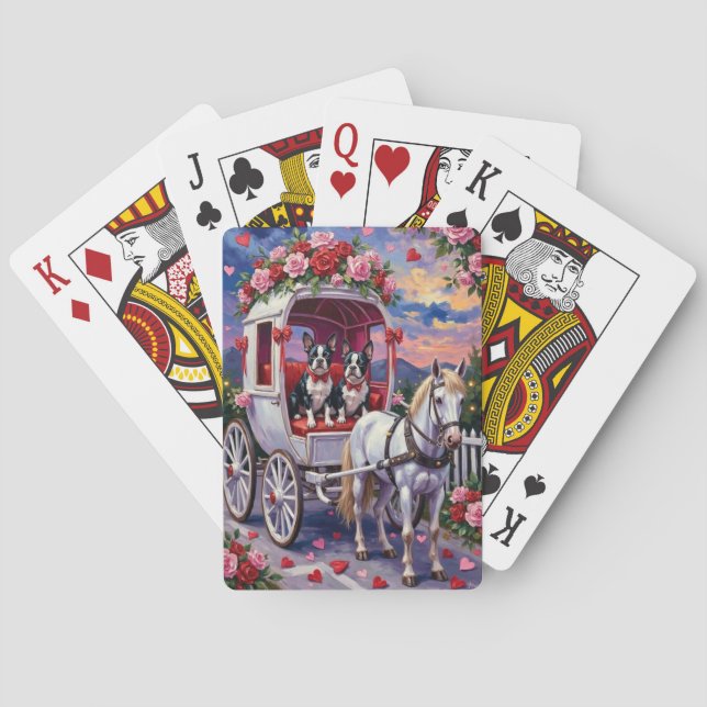 Boston Terrier  Dog Valentine's Day Playing Cards (Back)