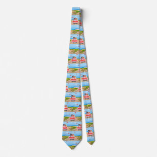 Boston Terrier Dog Valentine's Day Truck Hearts Tie