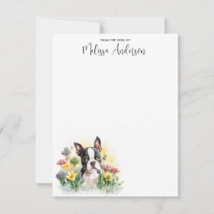 Boston Terrier Dog Watercolor Puppy Personalised  Card