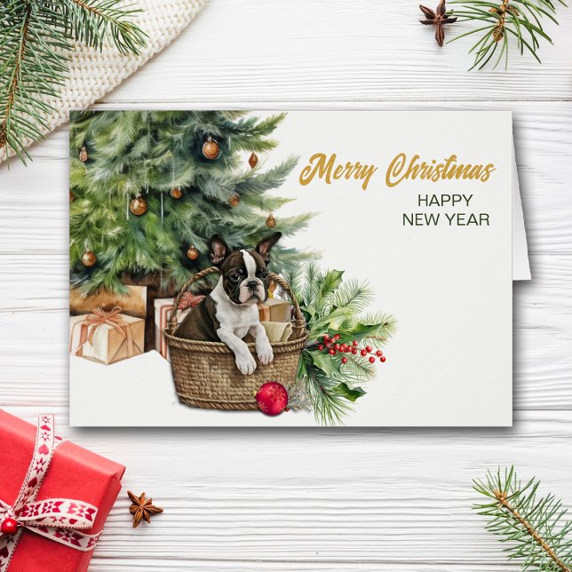 Boston Terrier Dog Wicker Basket Christmas Tree (Creator Uploaded)