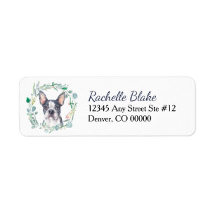 Boston Terrier Dog Wreath Return Address