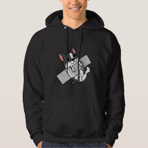 Boston Terrier Duct Taped To Wall Hoodie