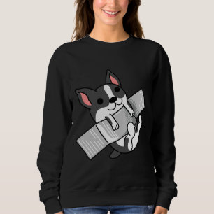 Boston Terrier Duct Taped To Wall Sweatshirt