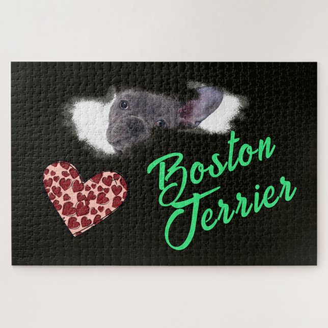 Boston Terrier Eyes Solid Colour 1000 piece  Jigsaw Puzzle (Horizontal)