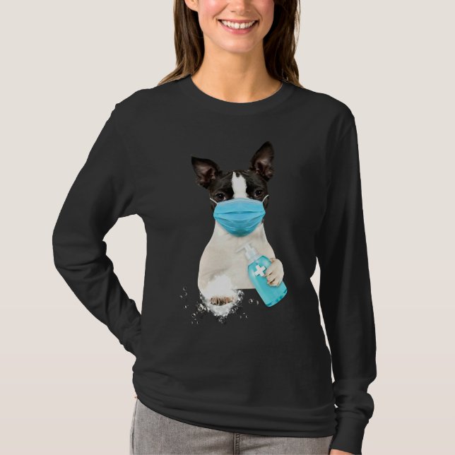 Boston Terrier Face Mask 105 T-Shirt (Front)