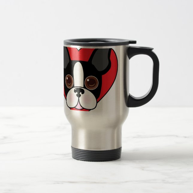 Boston Terrier Face Travel Mug (Right)