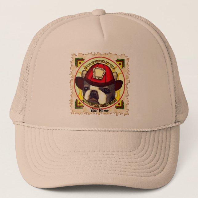 Boston Terrier Firefighter hat (Front)