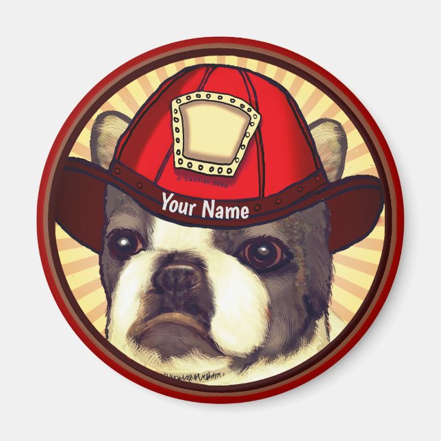 Boston Terrier Firefighter  magnet (Front)